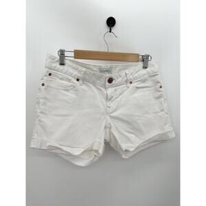 Express Shorts Women 6 White Denim Cotton Blend Rolled Cuff Pockets